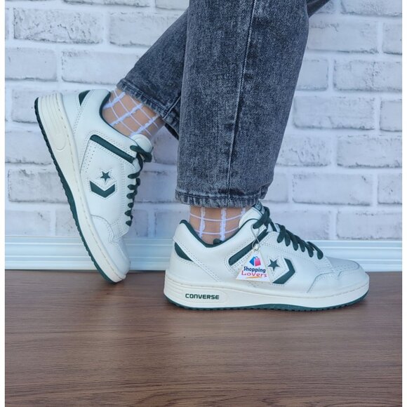 ⭐Converse Weapon OX Low Sz 7 Women's Shoes Leather Sneaker Beige Green A11212C⭐ - Picture 2 of 13